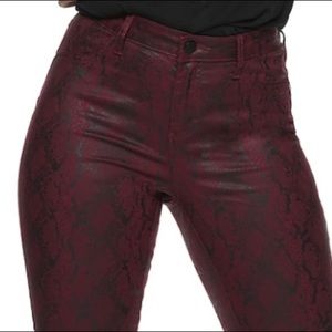 Women's Burgundy Snake Print Pants